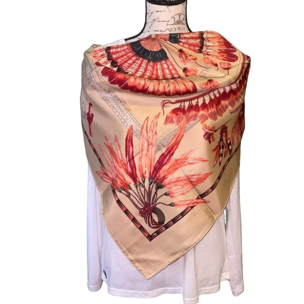 Hermes Vintage BRAZIL Feather Motif Silk Scarf 90cm Square - Picture 3 of 15